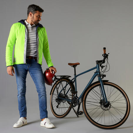 Men's Warm Reversible Cycling Jacket - Blue/Hi-Vis