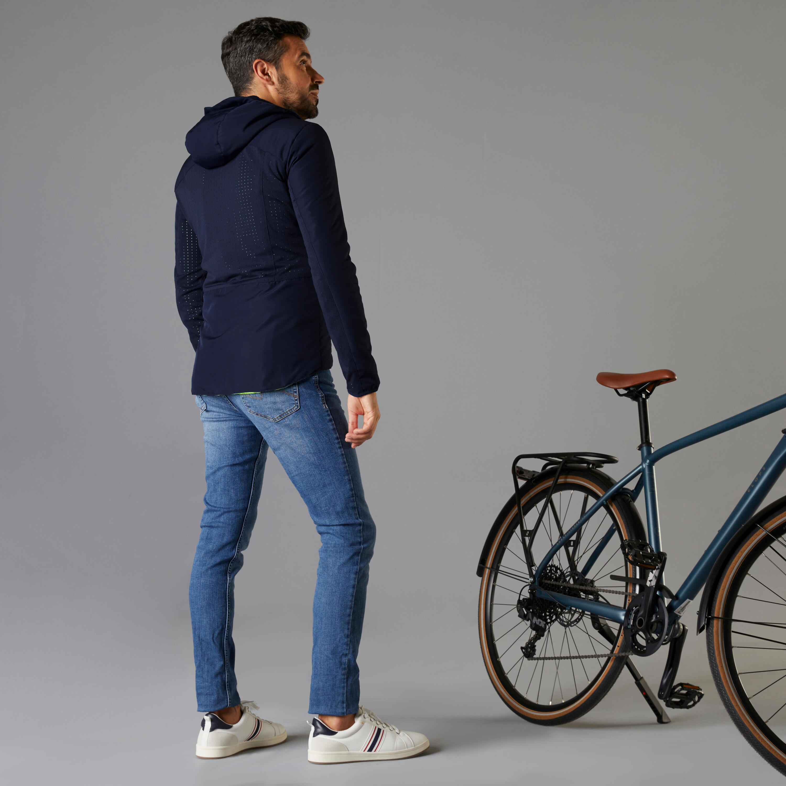 CHAQUETA CICLISMO INVIERNO HOMBRE REVERSIBLE ELOPS 500 ALTA VISIBILIDAD EN1150 10/19