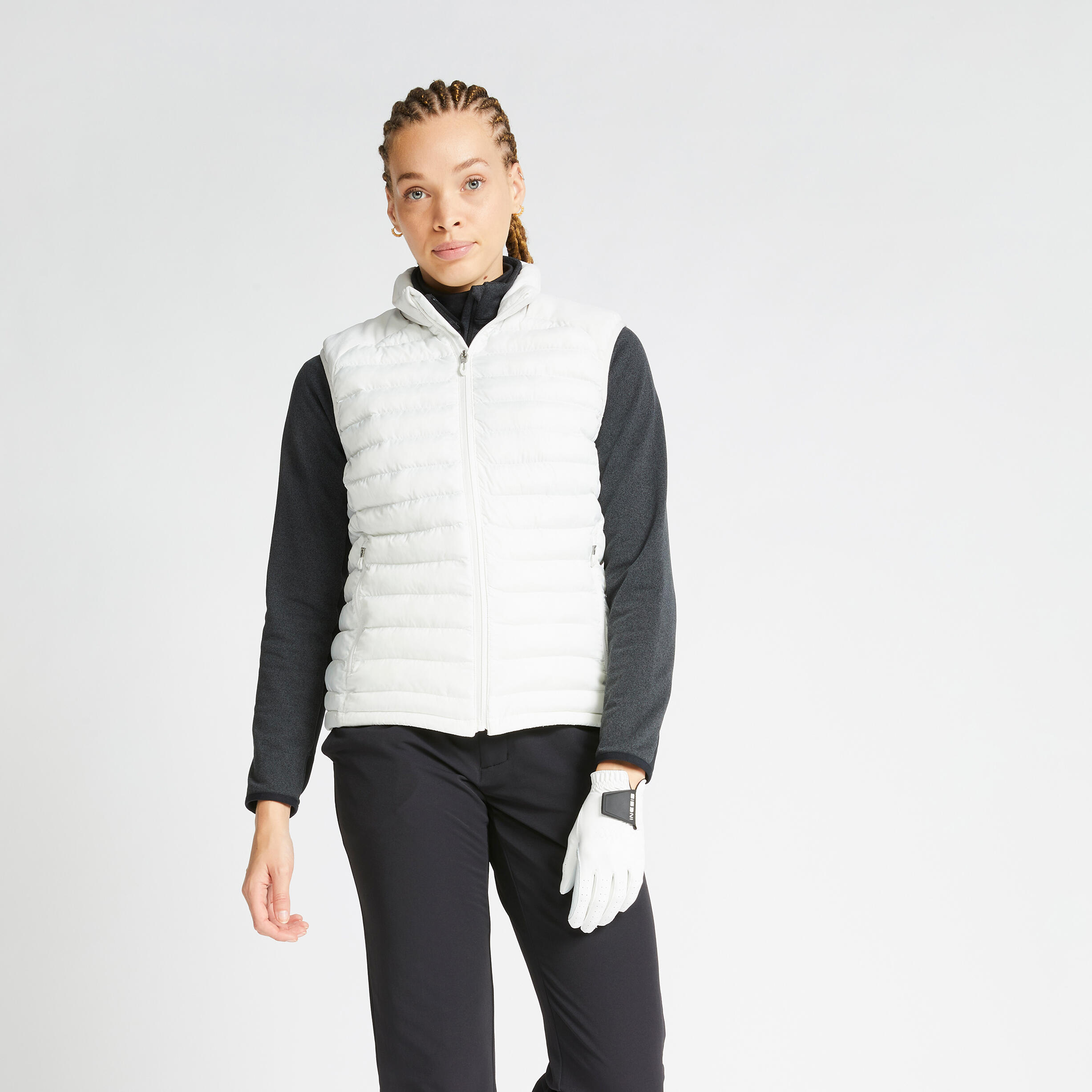 Women's golf winter sleeveless padded jacket CW500 - off-white 1/8