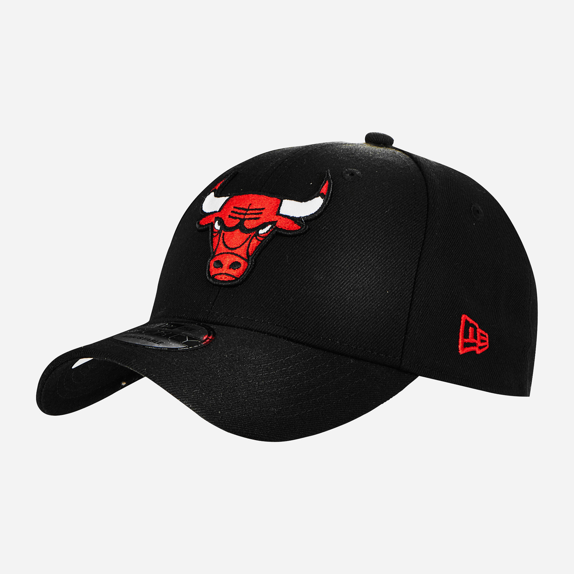 black and red bulls hat