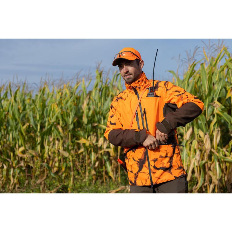 Chaqueta Caza Solognac Supertrack 900 Impermeable Naranja Fluo Alta Visibilidad