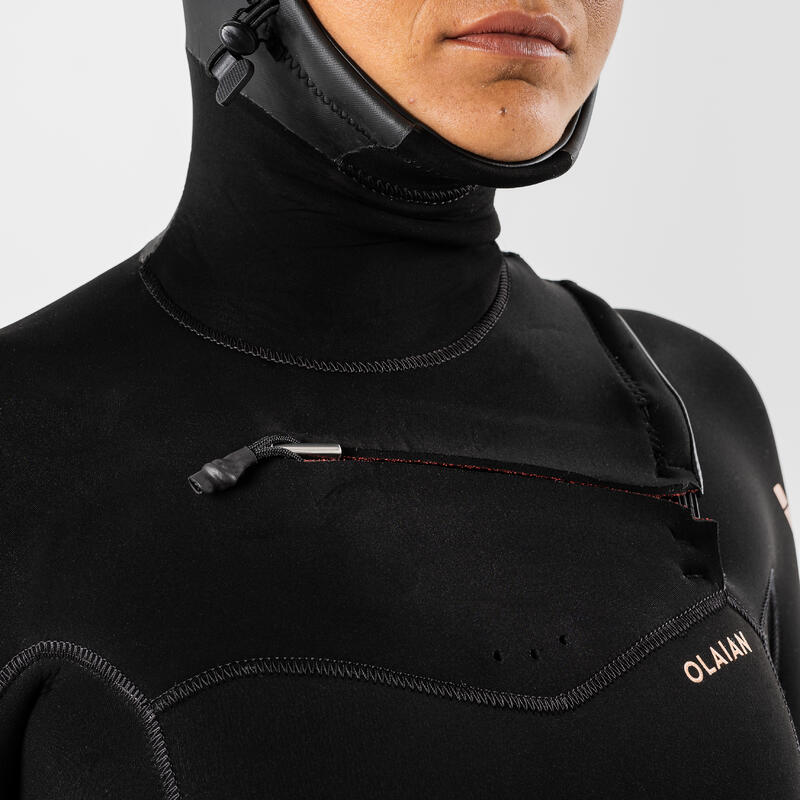 Wetsuit voor surfen dames expert fullsuit 5/4 vaste kap borstrits