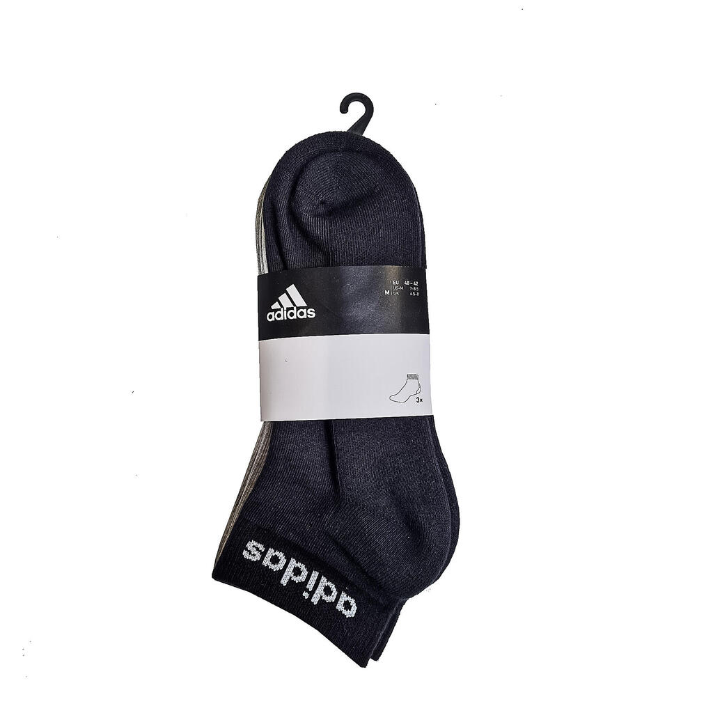 Čarape za tenis poluvisoke crno-bijelo-sive 3 para 