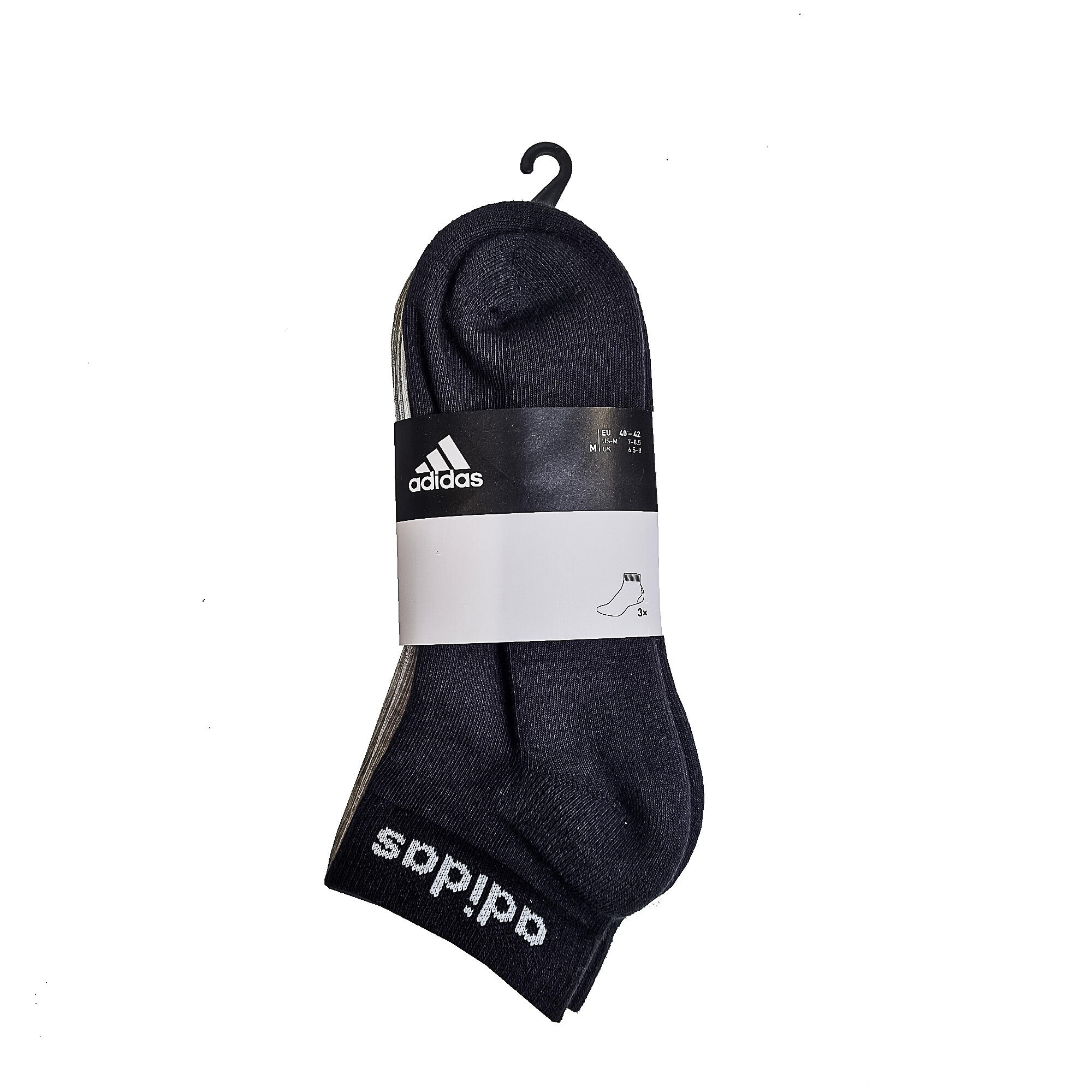 SPORTS SOCKS ADIDAS HALF-HIGH BLACK WHITE GREY SET OF 3