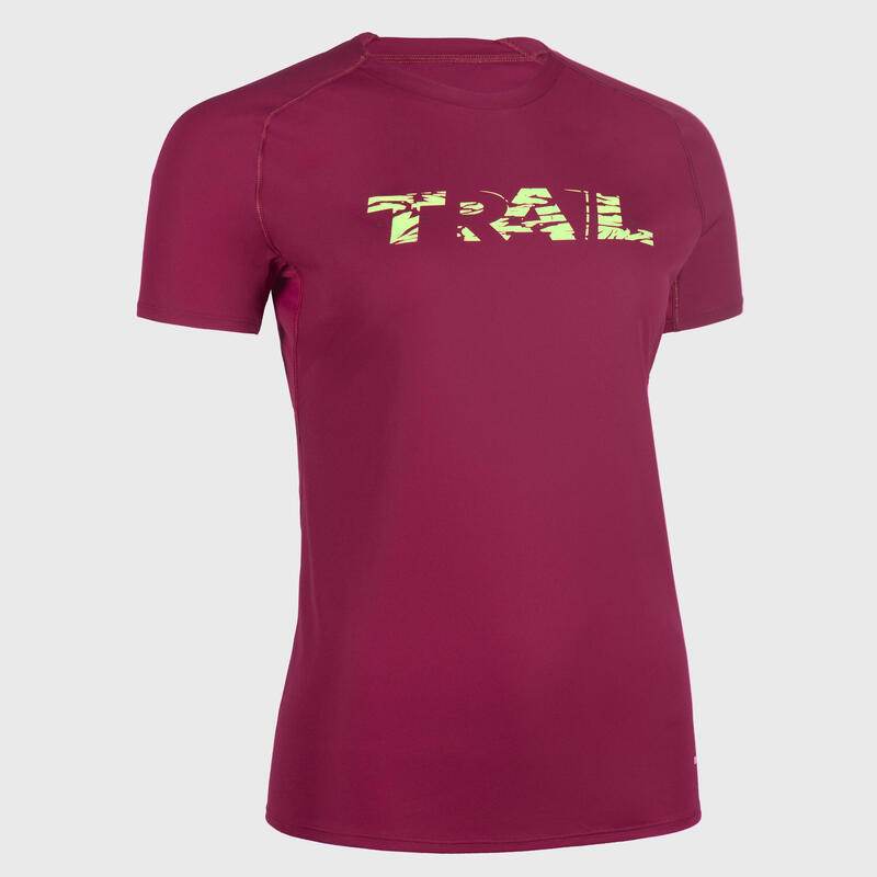 T-shirt de Trail Running Mulher Grafismo Framboesa