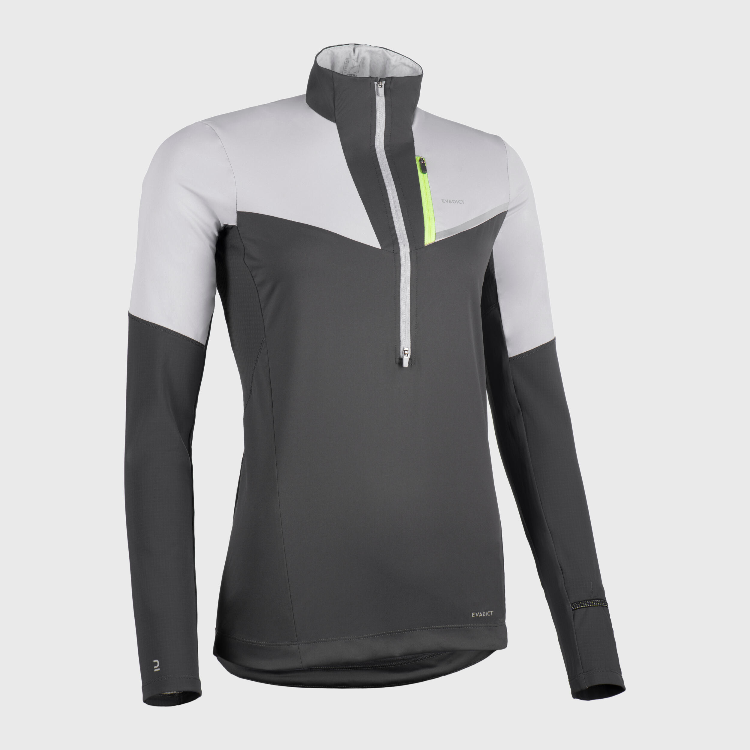 MAGLIA SOFTSHELL TRAIL RUNNING DONNA MANICA LUNGA GRIGIO