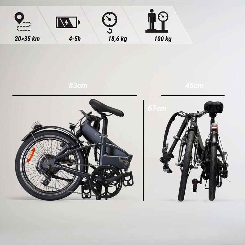 VELO PLIANT A ASSISTANCE ELECTRIQUE TILT 500 GRIS NOIR