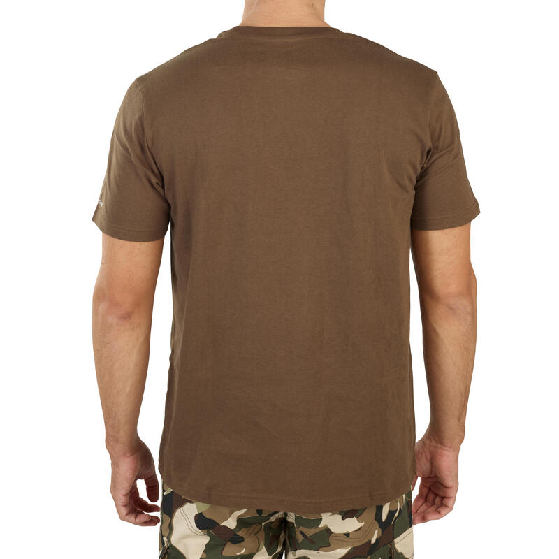 T-shirt met korte mouwen voor de jacht heren katoen 100 hert bruin
