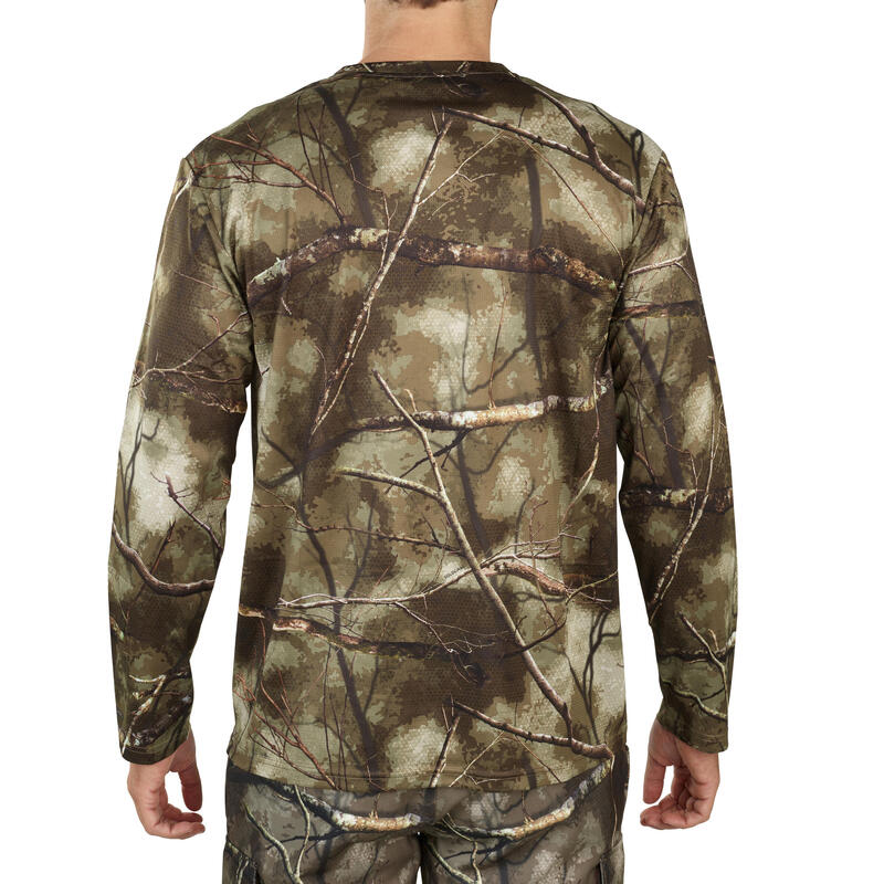 CAMISOLA CAÇA MANGA COMPRIDA 100 RESPIRÁVEL CAMUFLAGEM TREEMETIC