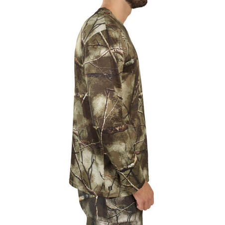 T-Shirt Chasse Manches Longues 100 Respirant Camouflage Treemetic