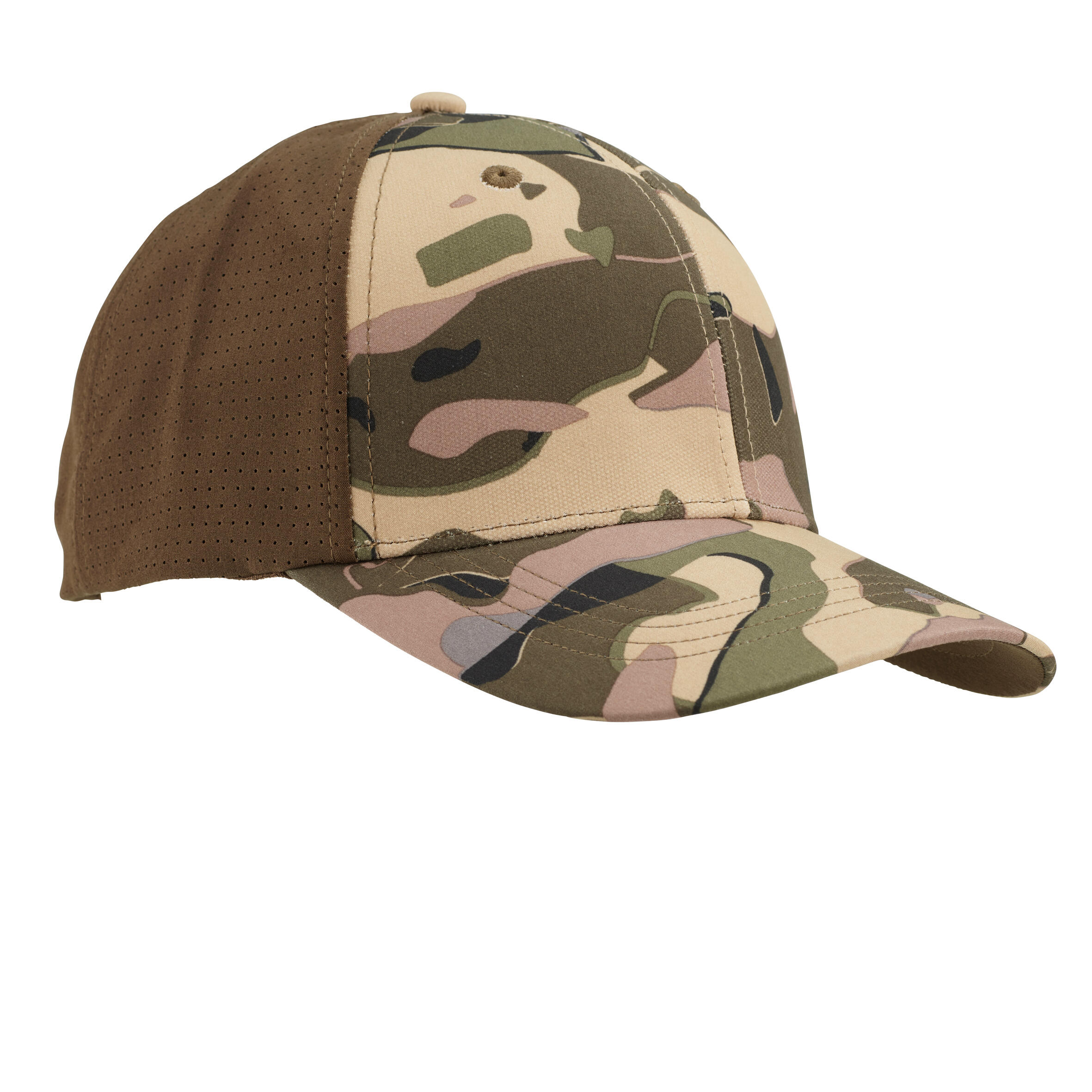 Solognac Lightweight And Breathable Hunting Cap 520 Camo Brown & Uni