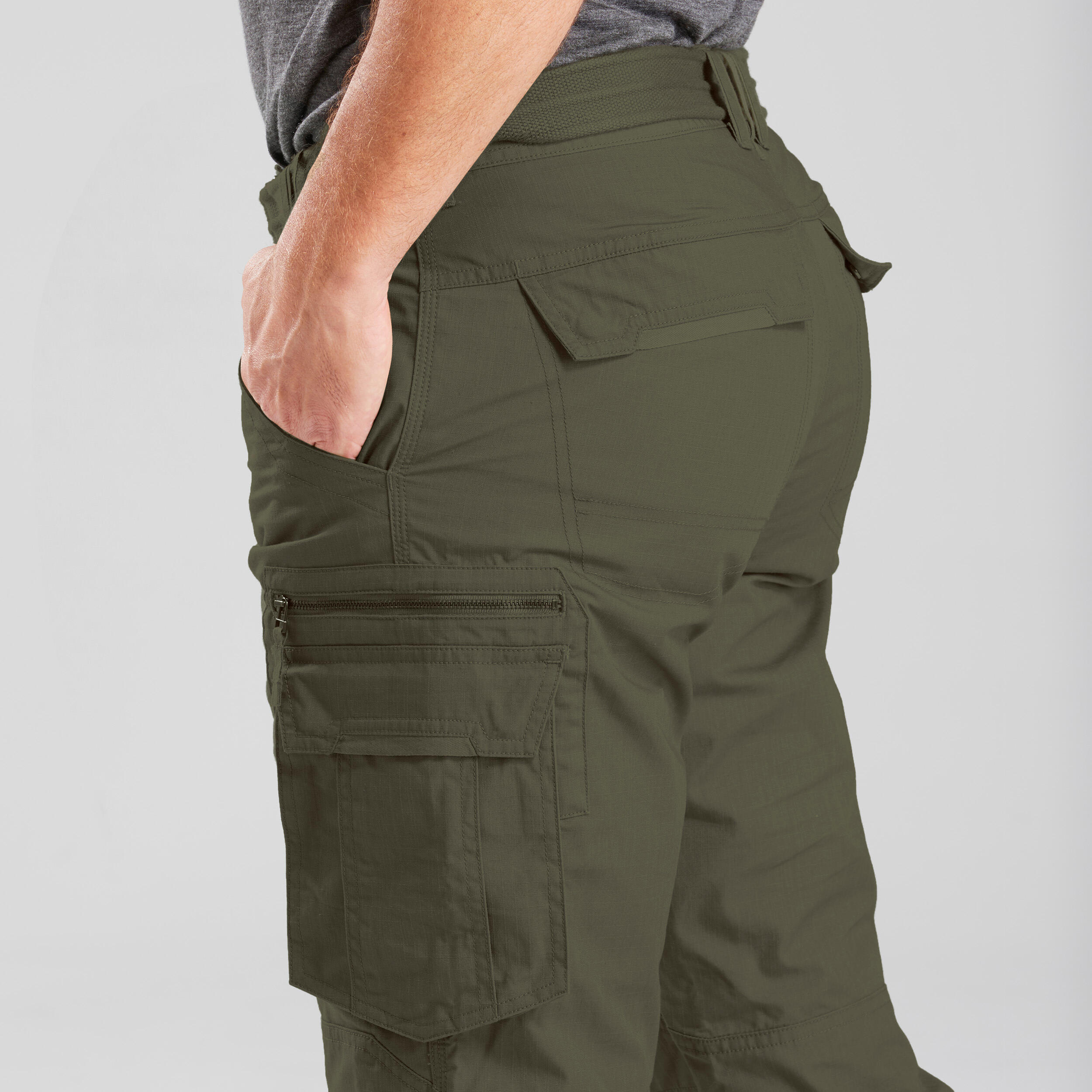 Men's Travel Trekking Cargo Pants TRAVEL 100 - Khaki 5/10