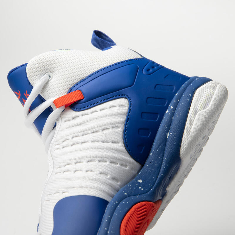 Basketbalschoenen kinderen gevorderden SS500H wit blauw rood