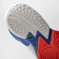 حذاء كرة سلة SS500H للاعبي متوسطي المستوى للأولاد/البنات - أبيض/أزرق/أحمر