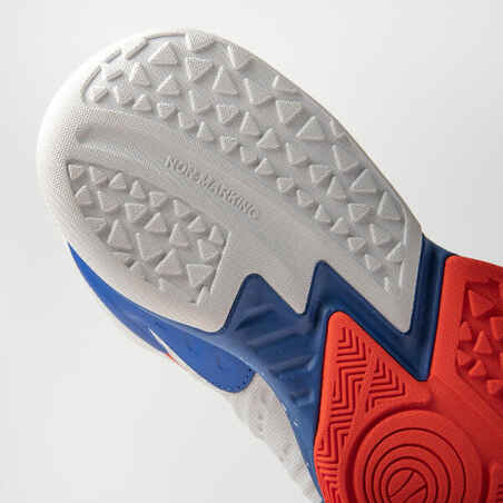 حذاء كرة سلة SS500H للاعبي متوسطي المستوى للأولاد/البنات - أبيض/أزرق/أحمر