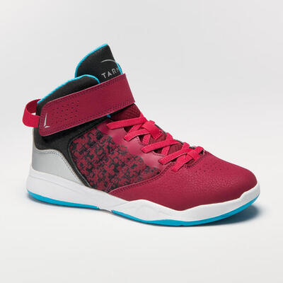 Zapatillas de baloncesto velcro Niños Tarmak Easy SE100 burdeos