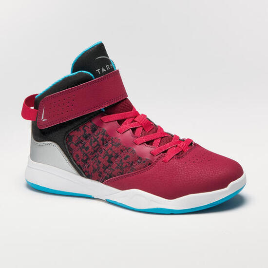 Zapatillas de baloncesto velcro Niños Tarmak Easy SE100 burdeos