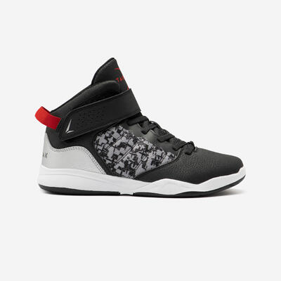 CHAUSSURES DE BASKETBALL POUR GARCON/FILLE EASY SE100 CAMO NOIR