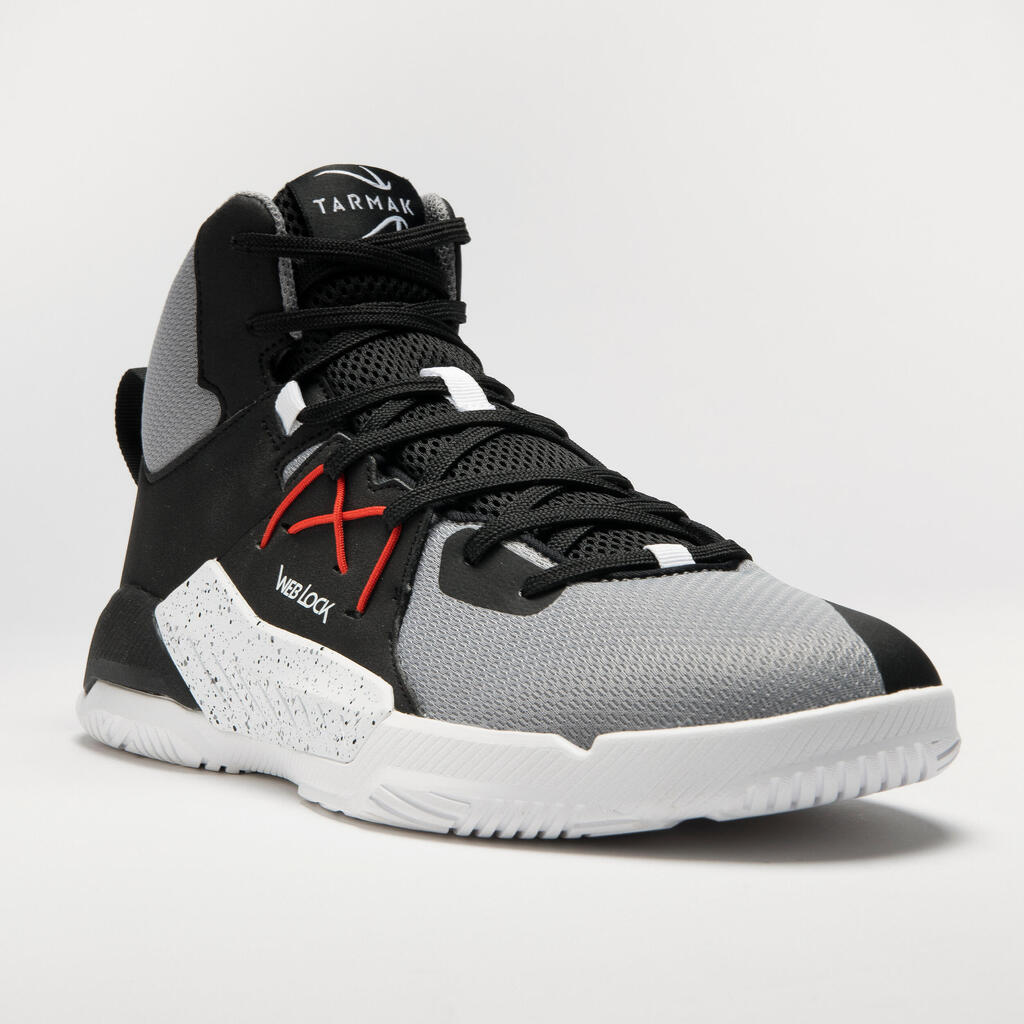 CHAUSSURES DE BASKETBALL HOMME/FEMME DEBUTANT - PROTECT 120 GRIS NOIR