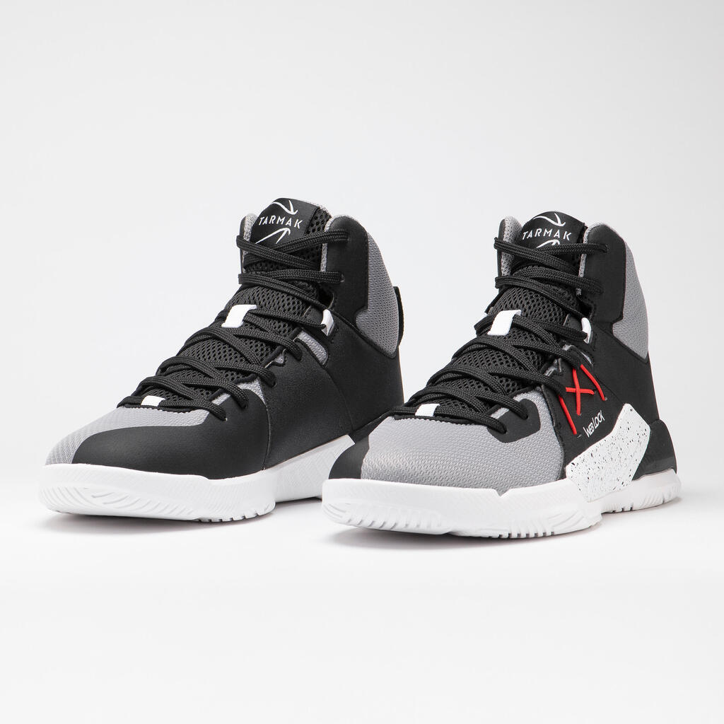 CHAUSSURES DE BASKETBALL HOMME/FEMME DEBUTANT - PROTECT 120 GRIS NOIR