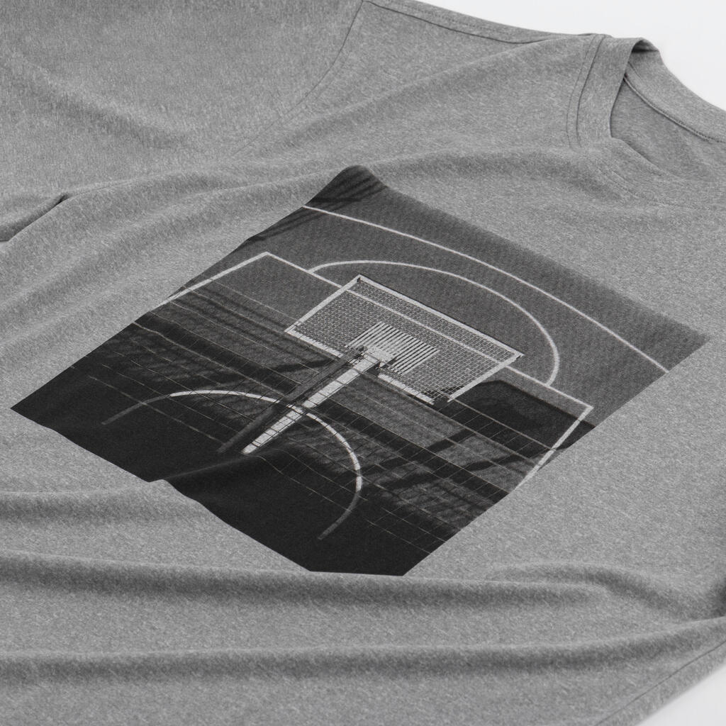 Ανδρικό t-shirt TS500 Fast για μπάσκετ - Grey Photo Board