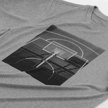 Vyriški krepšinio marškinėliai „TS500 Fast“, pilki su lentos paveikslėliu