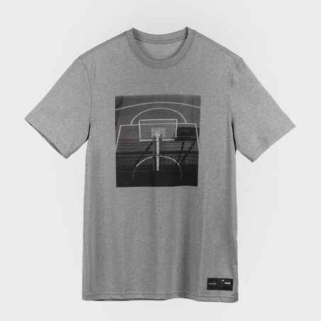 Ανδρικό t-shirt TS500 Fast για μπάσκετ - Grey Photo Board