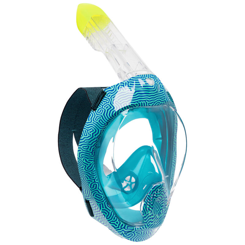 Mască Snorkeling pentru suprafață Easybreath + cu valvă acustică >10ani-Albastru