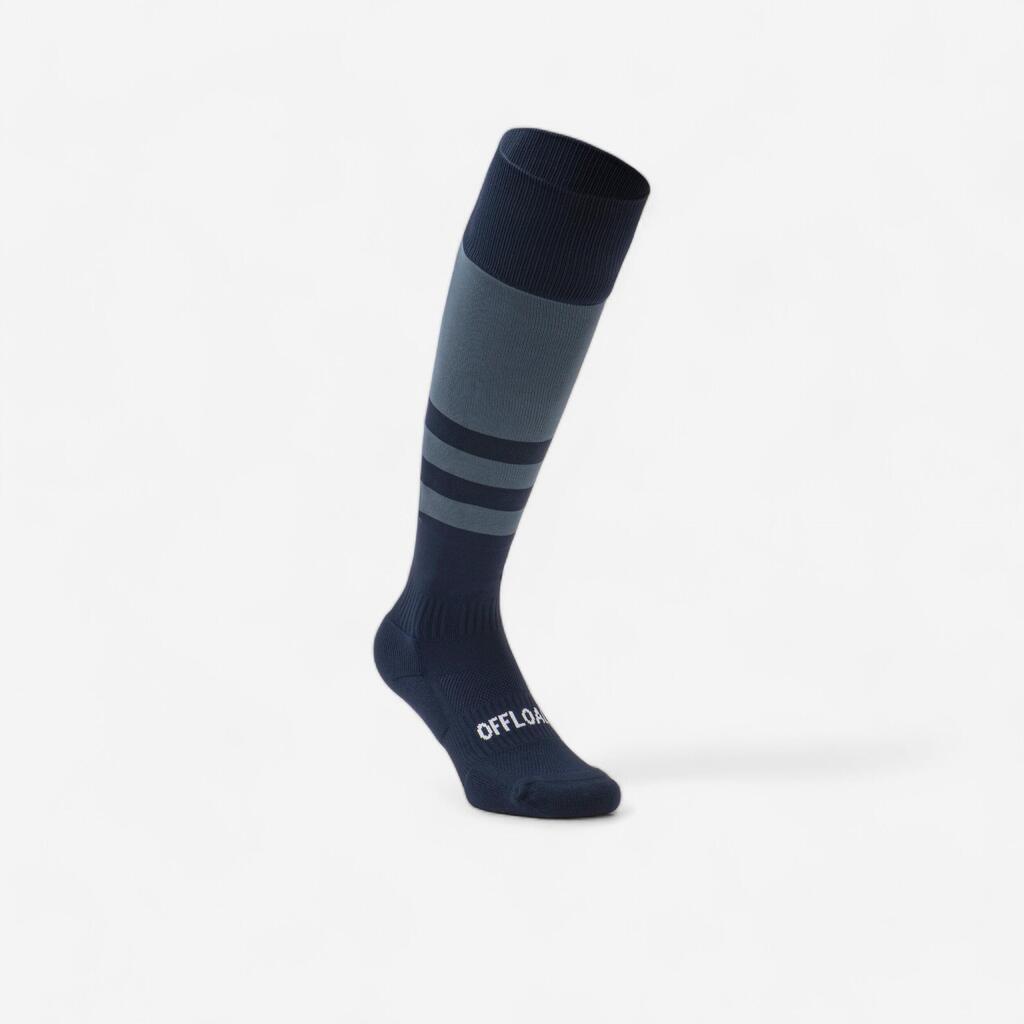 Adult High Rugby Socks R500 - Blue/Navy