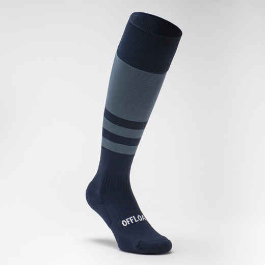 Adult High Rugby Socks R500 - Blue/Navy