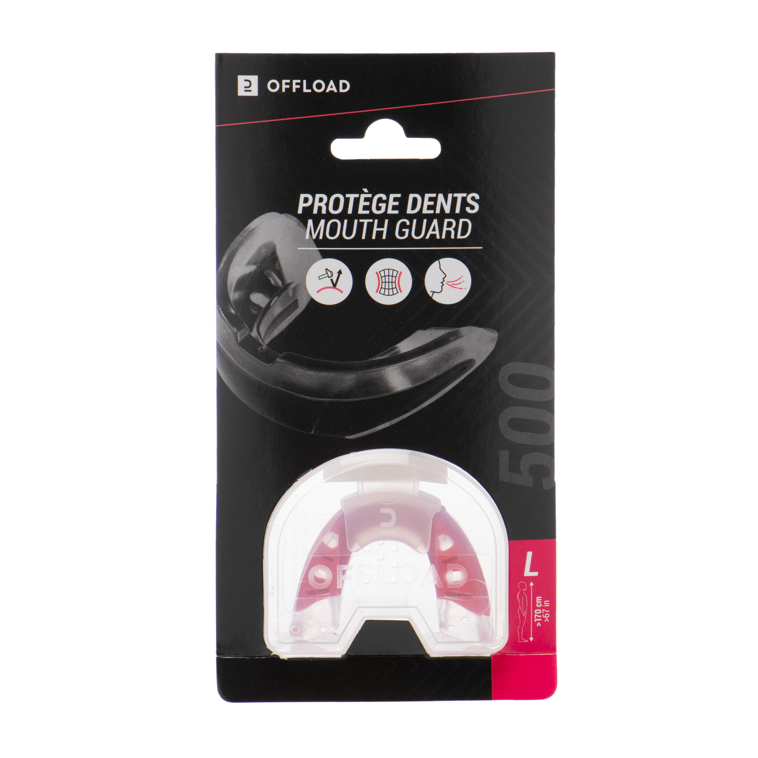 Protège dents de rugby R500 Taille L rouge  ( joueur(se) > à 1.70M ) 6/8