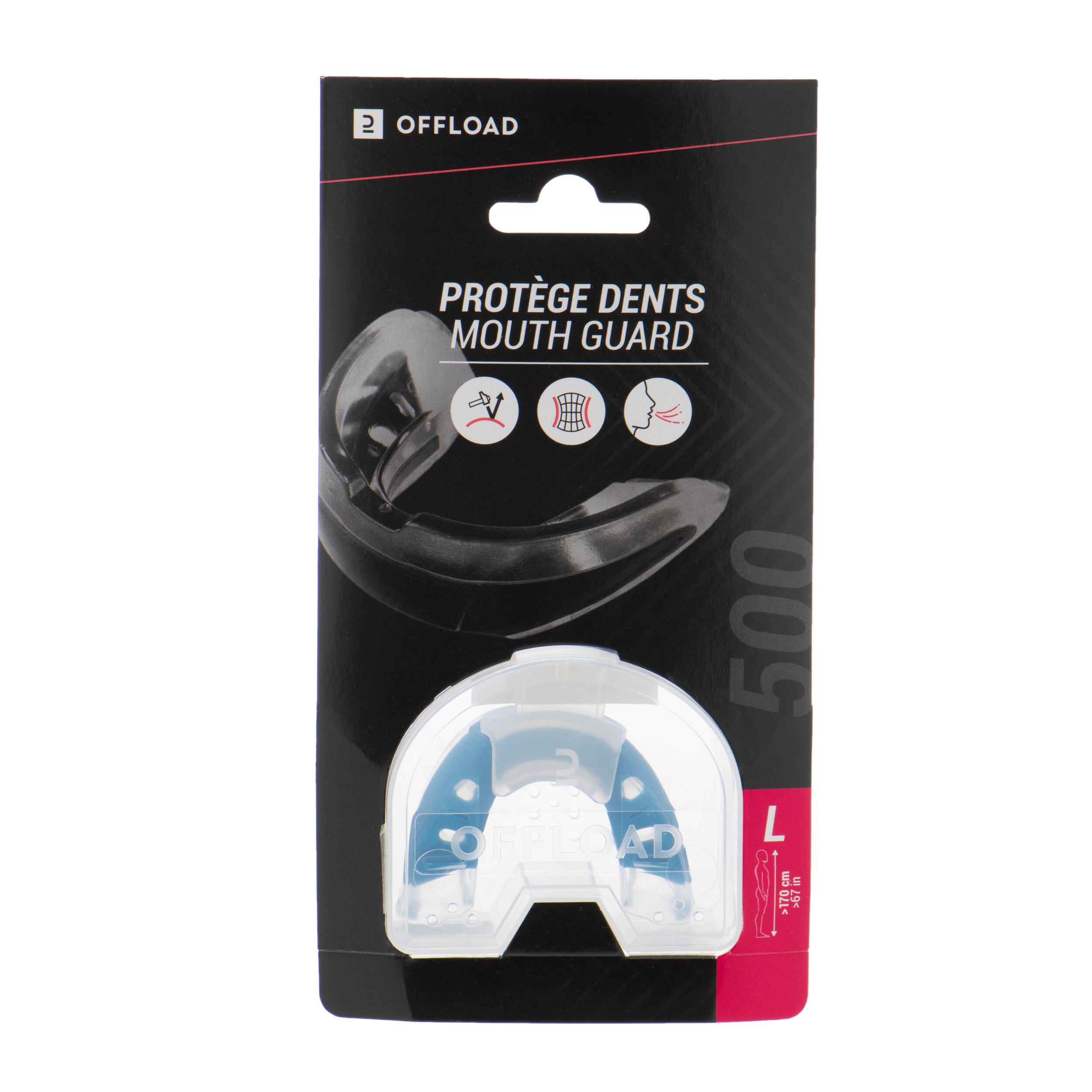 Rugby Mouthguard R500 Size L (Players Over 1.70 m) - Blue 6/8