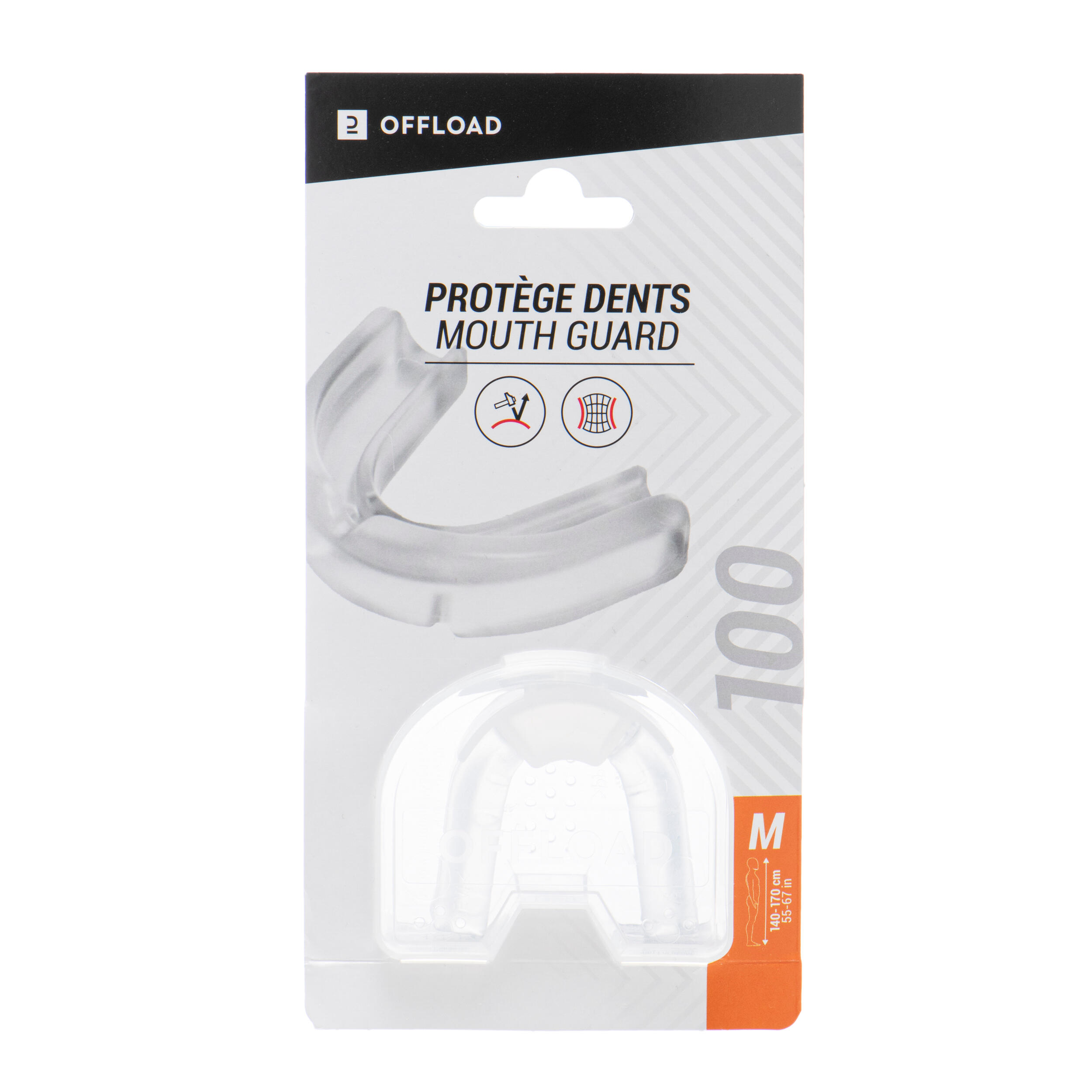 Size M Transparent Rugby Mouthguard R100 7/8