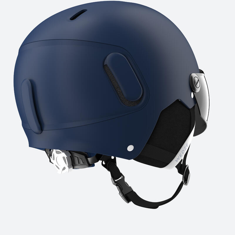 CAPACETE COM VISEIRA DE SKI DE PISTA ADULTO PST 150 AZUL VISEIRA PRETO