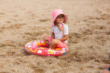 Pripučiamas plaukimo ratas 6–9 metų vaikams, 65 cm, permatomas, rožinis