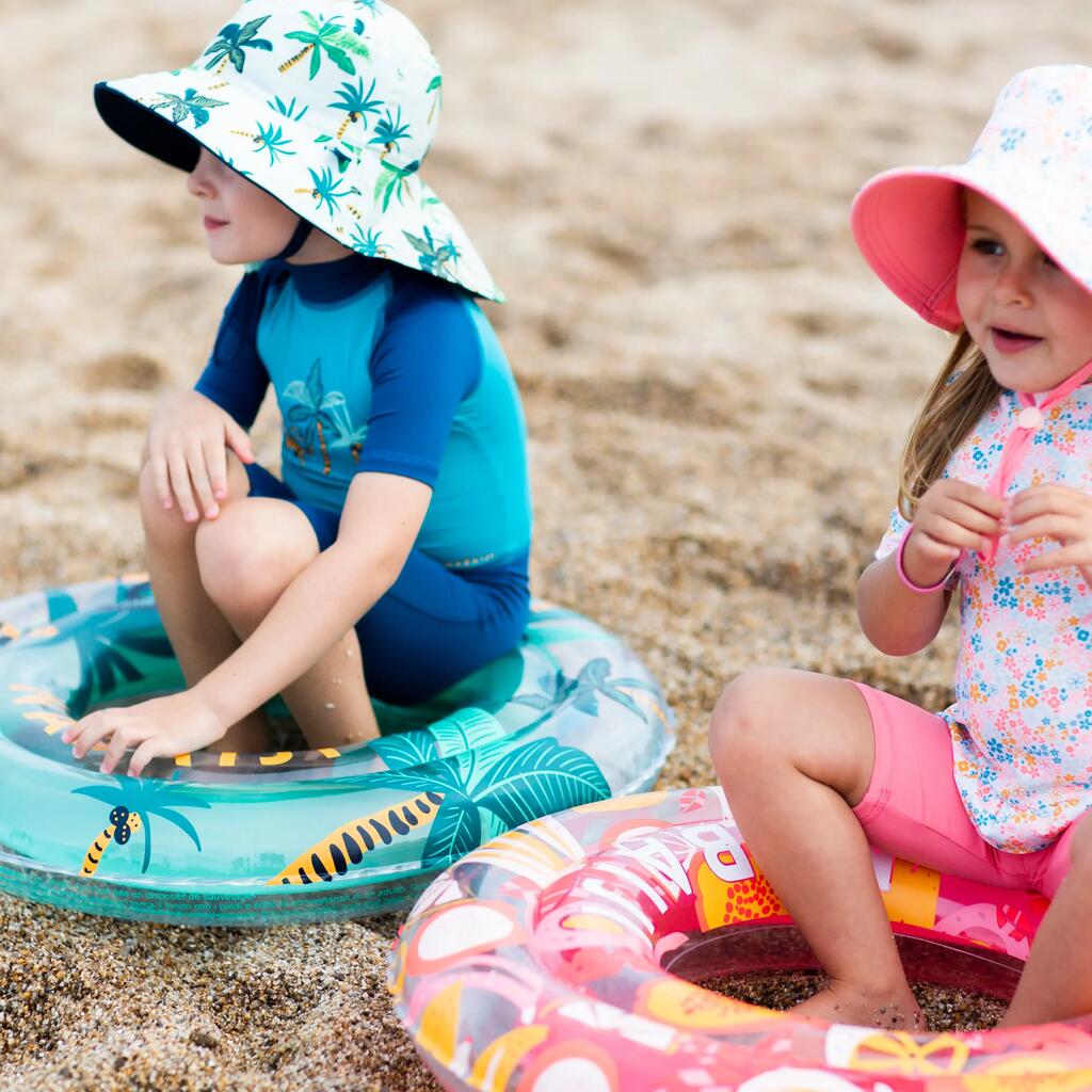 Traje Manga Corta Anti-UV Natación Bebés/Niños Azul Estampado Tigre 