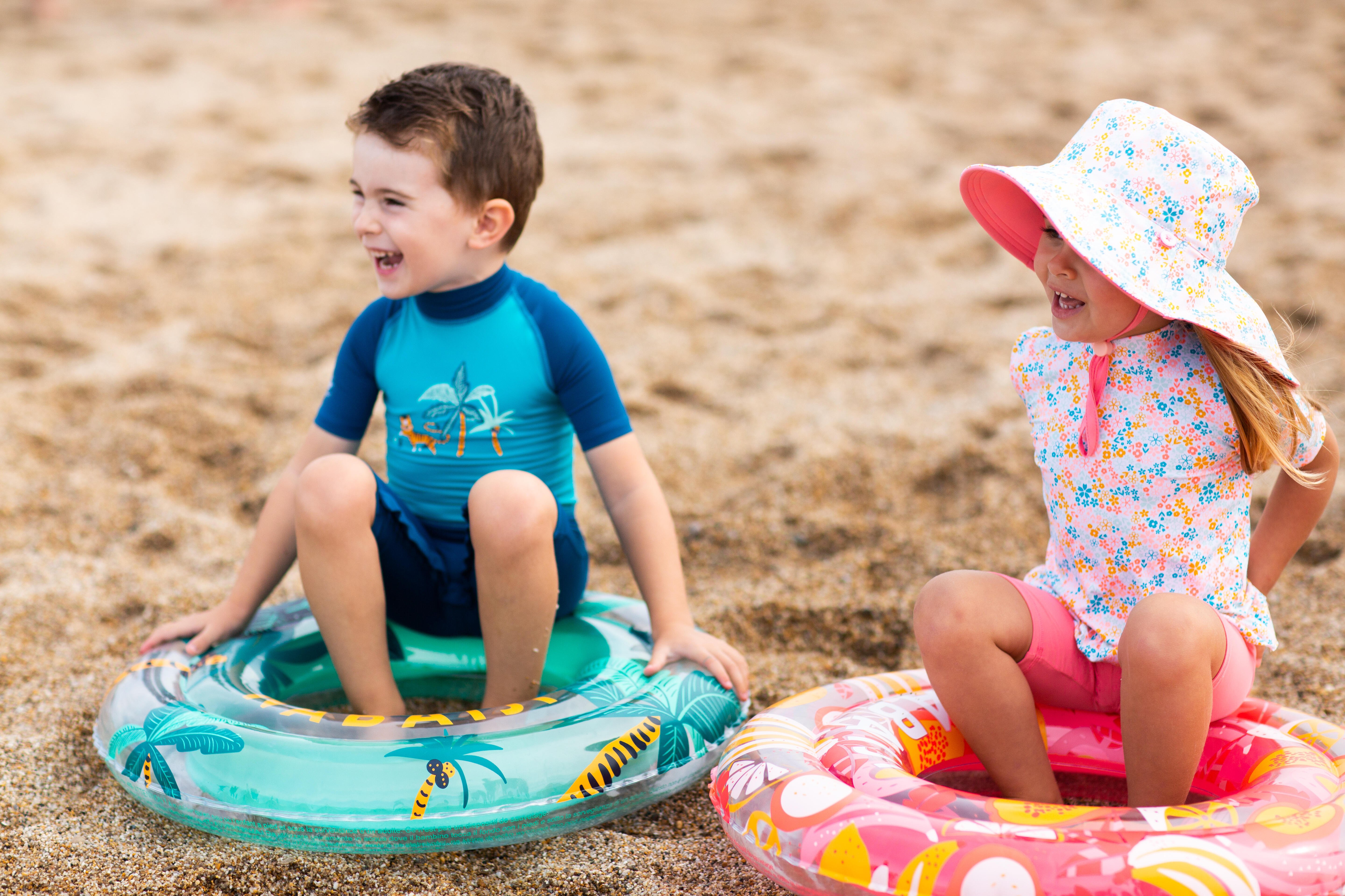 Muta da bagno protettiva UV per neonati e bambini a maniche corte con stampa tigrata blu