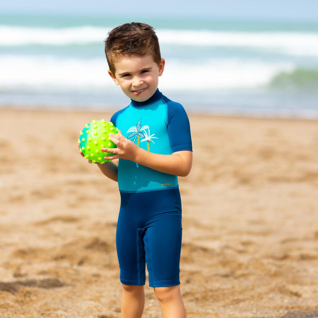 Traje Manga Corta Anti-UV Natación Bebés/Niños Azul Estampado Tigre 