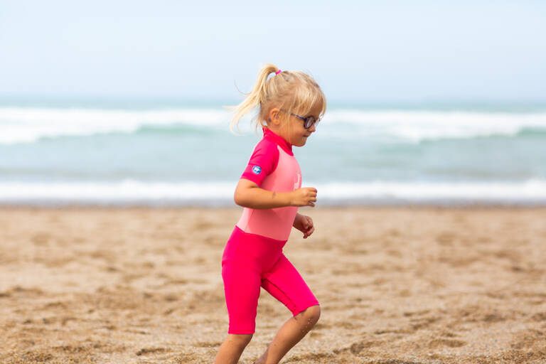 Baby / Kids' Swimming Short Sleeve UV-Protection Suit - Pink Print