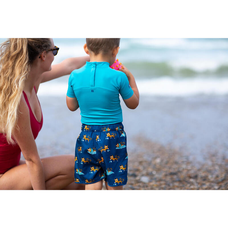 Zwemshort voor peuters / kleuters donkerblauw met tijgerprint