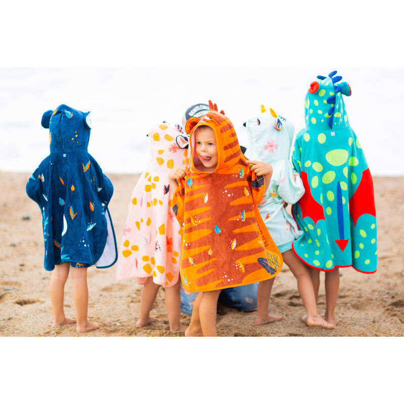 Bade-Poncho Baby Baumwolle - Giraffe weiß/rosa 