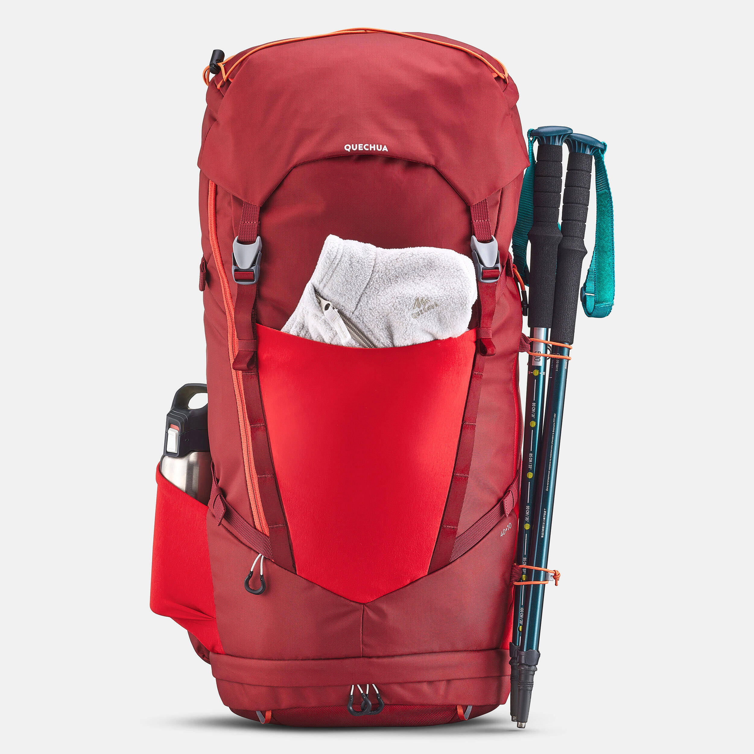 Kids’ comfortable and ventilated hiking backpack 40 + 10 L, MH900 - Red -  5