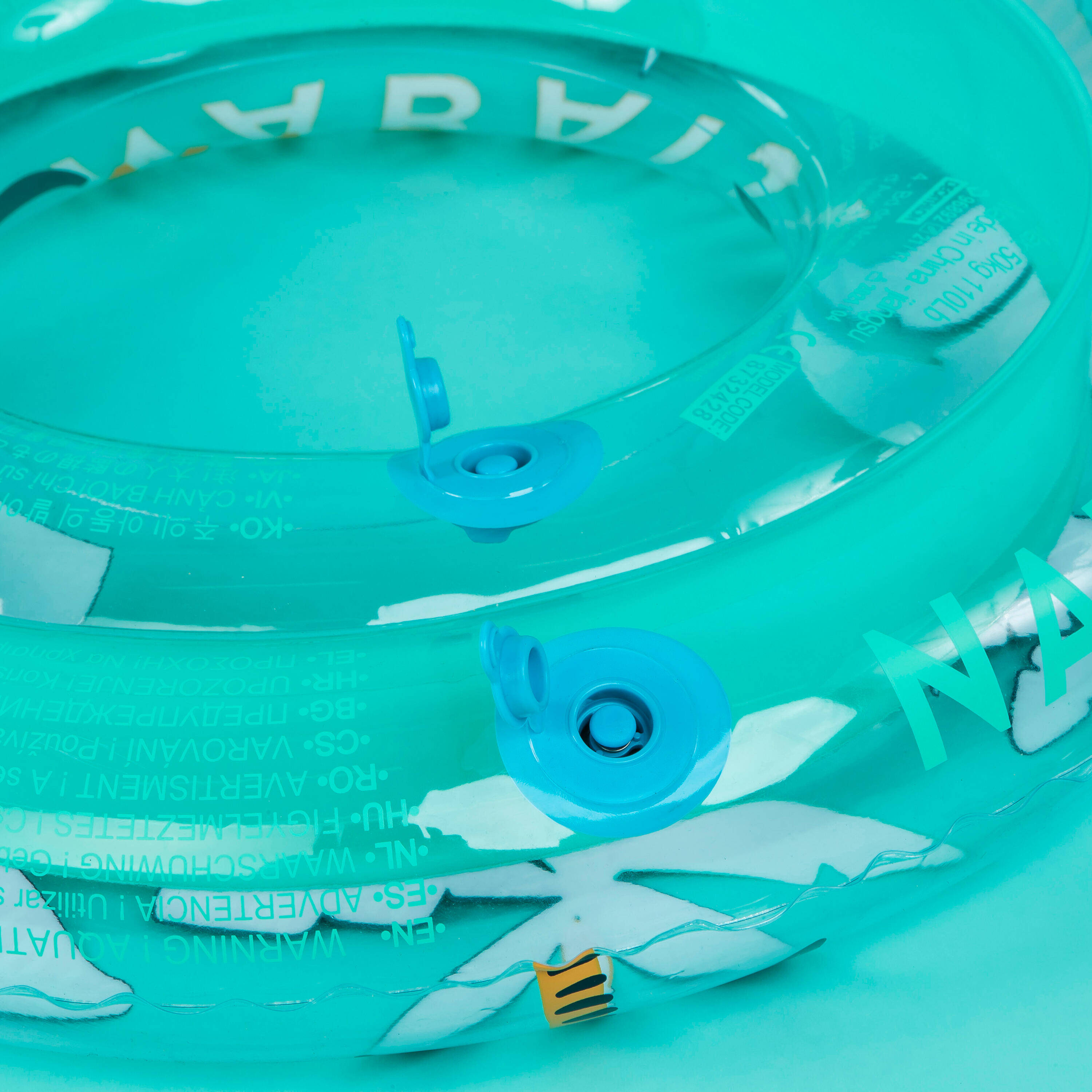 Swimming Ring Inflatable 65 CM for 6 To 9 Years Transparent Palm Tree Print -  5