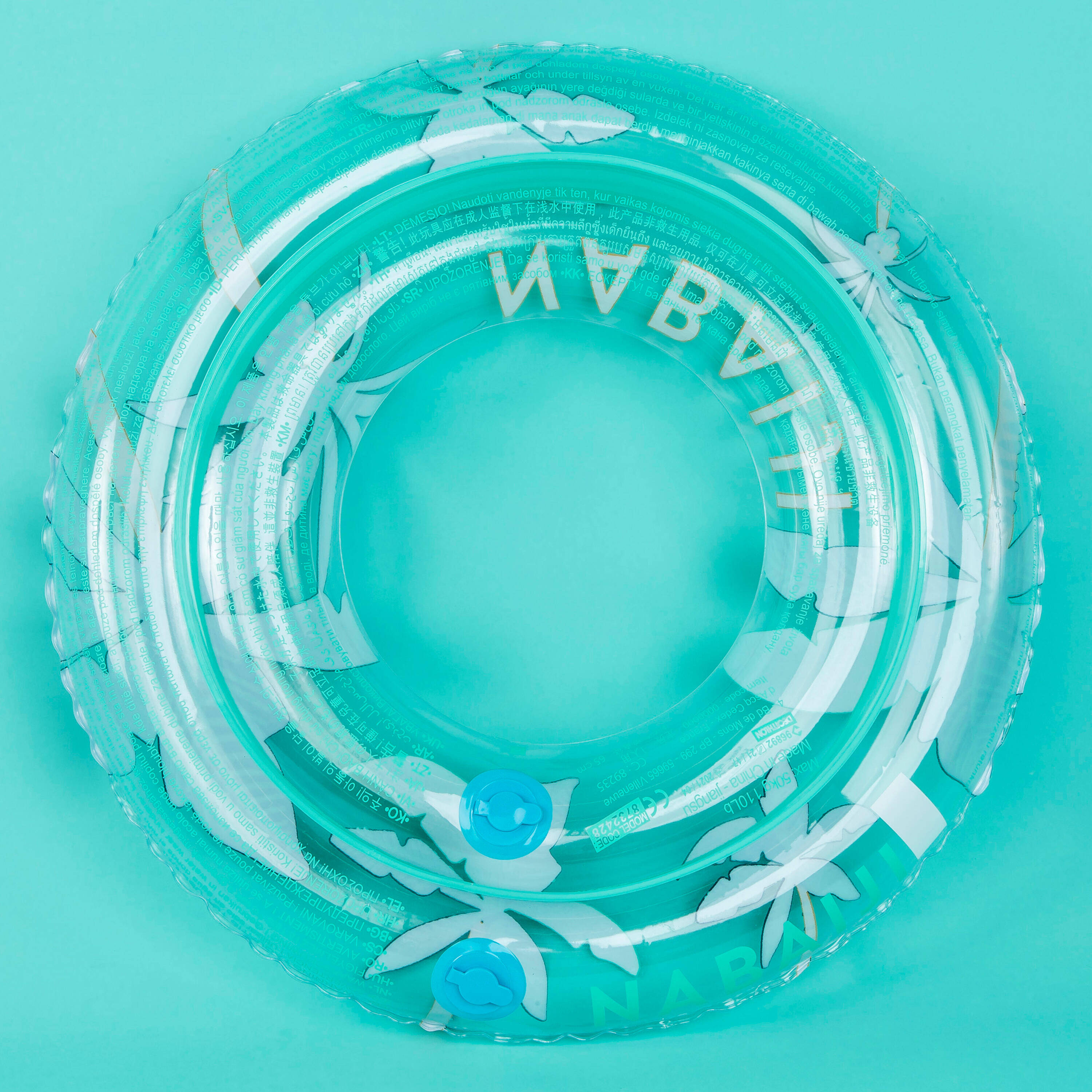 Swimming Ring Inflatable 65 CM for 6 To 9 Years Transparent Palm Tree Print -  4