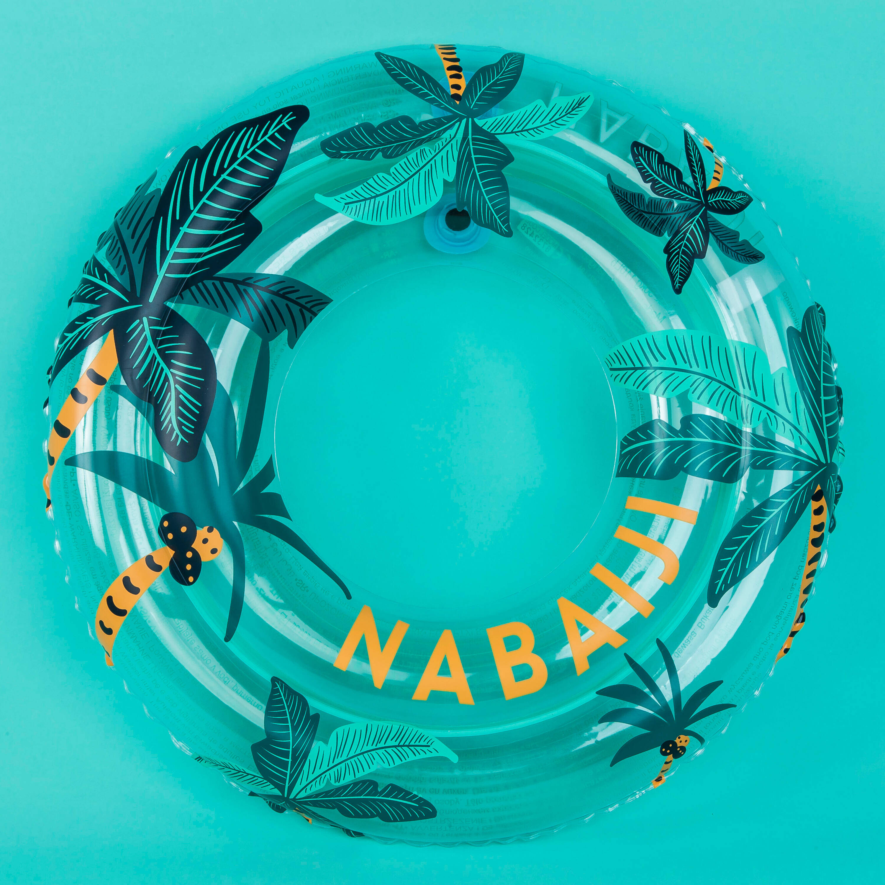 Swimming Ring Inflatable 65 CM for 6 To 9 Years Transparent Palm Tree Print -  2