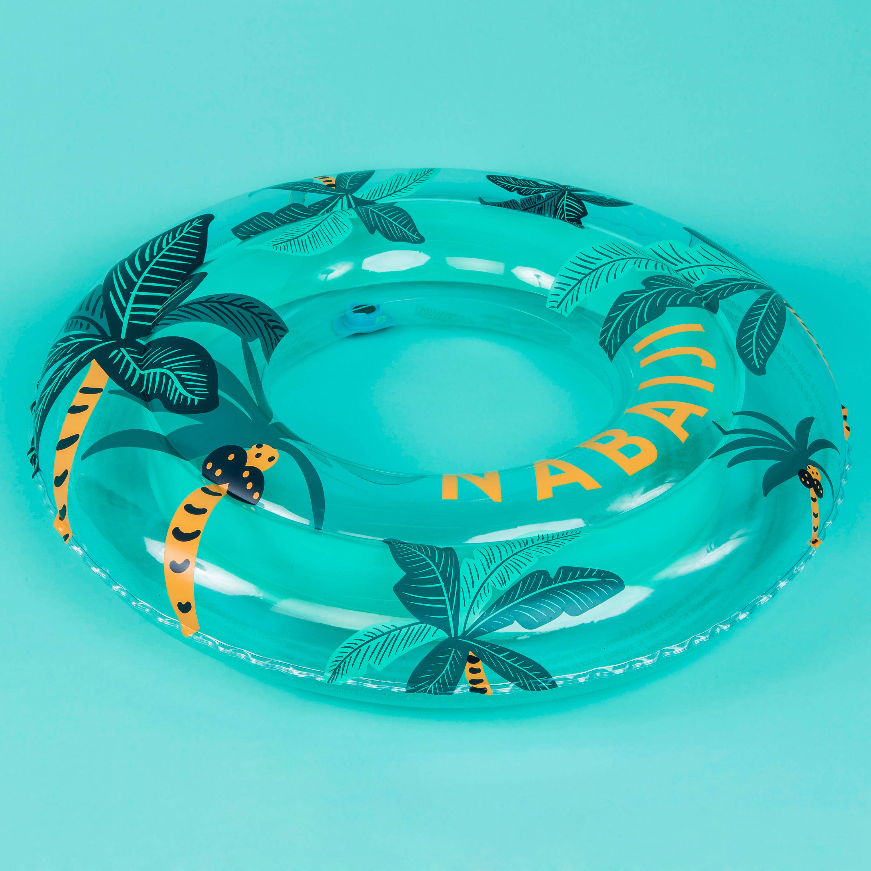 Swimming Ring Inflatable 65 CM for 6 To 9 Years Transparent Palm Tree Print -  3