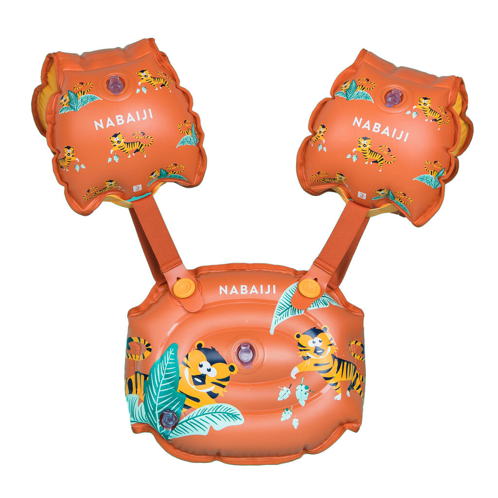 Brassards De Piscine Evolutif Enfant - Tiswim 2 Tigre - Marron