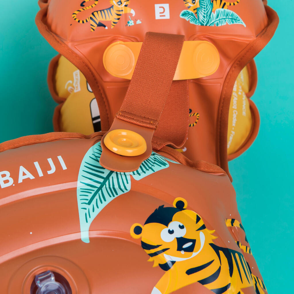 Brassards De Piscine Evolutif Enfant - Tiswim 2 Tigre - Marron
