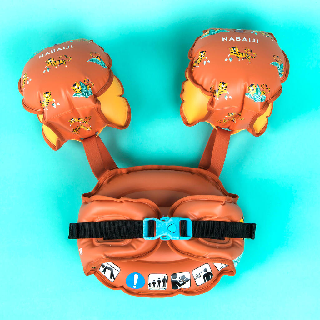 Brassards De Piscine Evolutif Enfant - Tiswim 2 Tigre - Marron