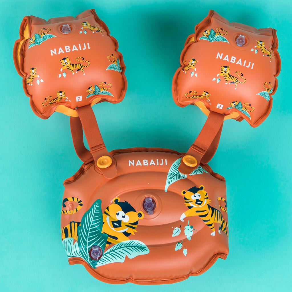 Brassards De Piscine Evolutif Enfant - Tiswim 2 Tigre - Marron